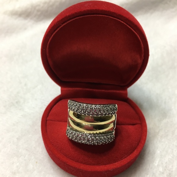 NEW 925 Sterling Silver and gold ring. Sz 7 - Picture 1 of 3